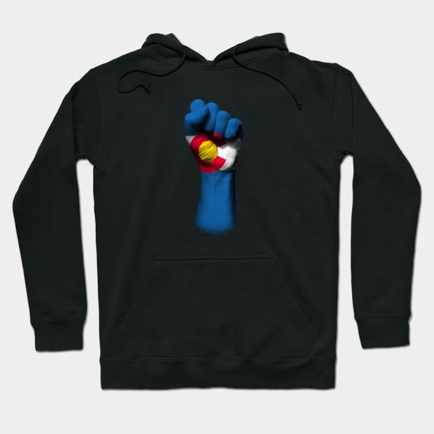 Flag of Colorado on a Raised Clenched Fist Hoodie by jeffbartels